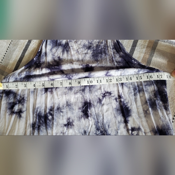 COTTON ON BLUE/PURPLE TIE DYE HIGH NECK FLOWY TANK TOP - Picture 7 of 9